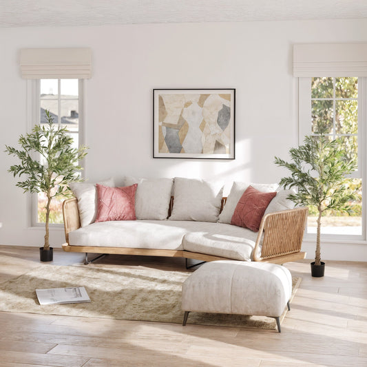 HOMCOM Set of Two Silk Leaf Artificial Olive Trees