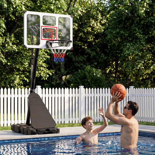 10 Levels Adjustable Basketball Goal System with Shatterproof Backboard Rebounder and Fillable Base