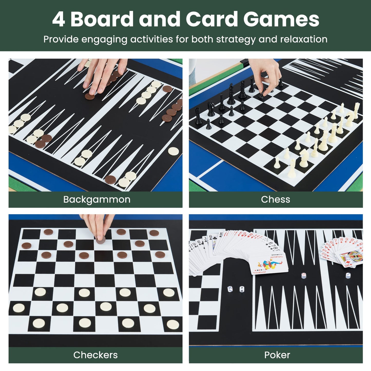 10-in-1 Combo Game Table Set with Foosball and Air Hockey-Natural