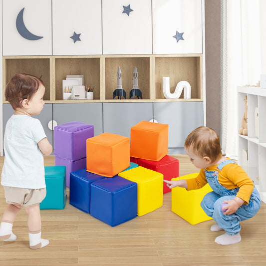 12 PCS Foam Building Blocks 5.5" x 5.5" Colorful Climbing Foam Soft Cubes for Kids-Colorful
