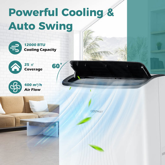 12000 BTU Portable Air Conditioner with Heat-White