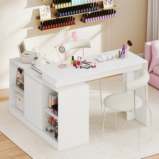 120CM Reversible Corner Writing Desk with 2-Way Cabinet-White