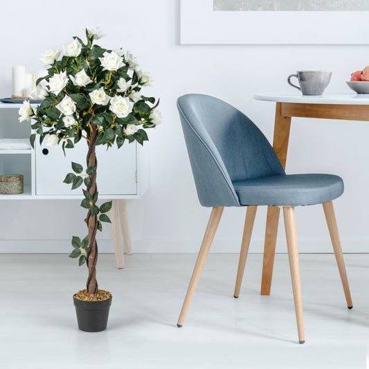 120 CM Artificial Flower Tree Faux Floral Plant with White Roses