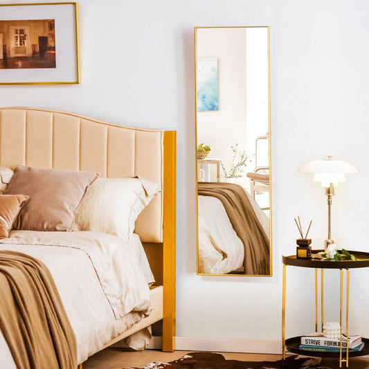 120 x 37 cm Full Length Wall Hanging Mirror with Adjustable Hook-Golden