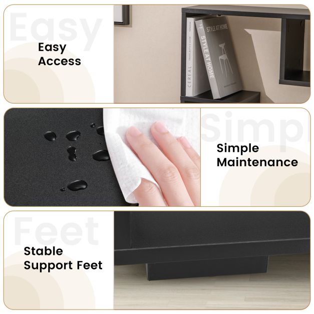 120cm Tall Bookshelf with Anti-tipping Kits for Home Office-Black