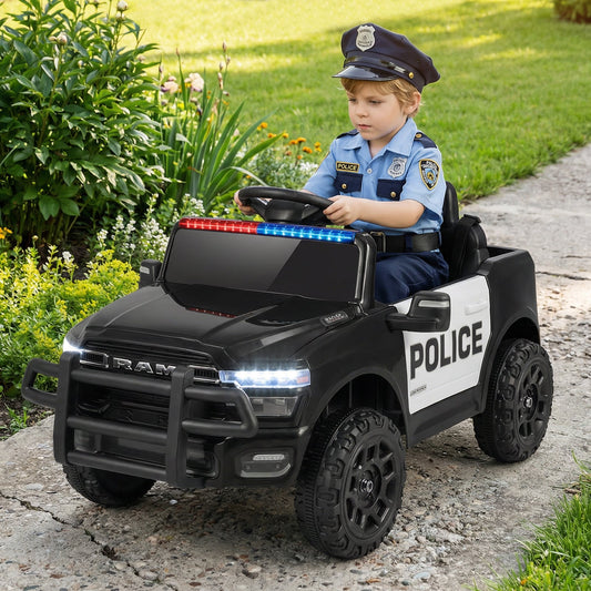 12V Licensed RAM 3500 Electric Vehicle with Remote Control Horn and Wireless Connection-Black