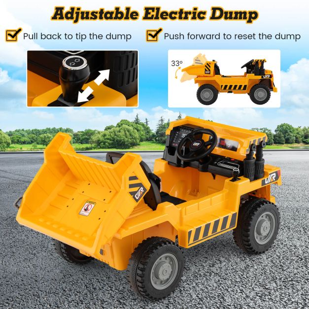 12V Kids Ride on Dump Truck with Electric Dump Bed-Yellow