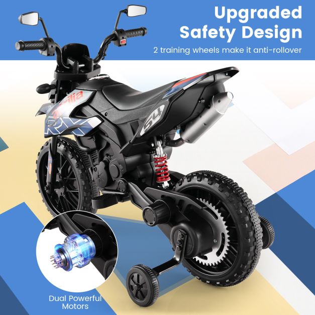 12V Battery Powered Toddler Motorbike with Music for 3-8 Years Old Kids-Navy