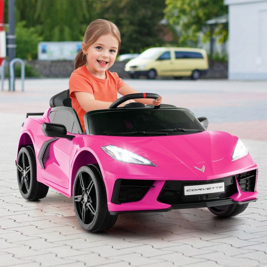 12V Electric Kids Ride On Car with Remote Control and Lights-Pink
