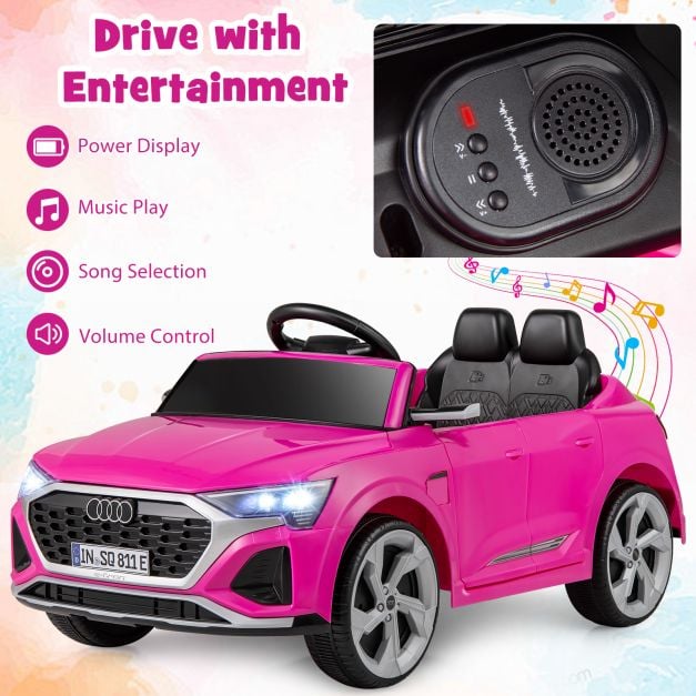 12V Kids Ride On Car with Remote Control and 4 Wheels Suspension-Pink