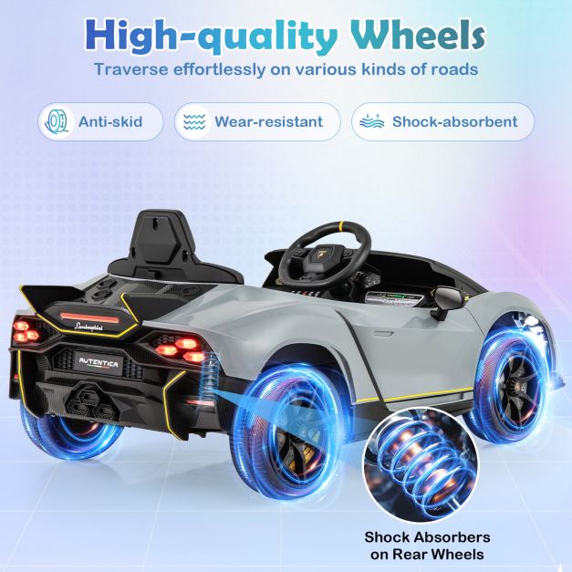 12V Kids Ride on Car 4WD Lamborghini Licensed with 3 Speeds and Music-Grey