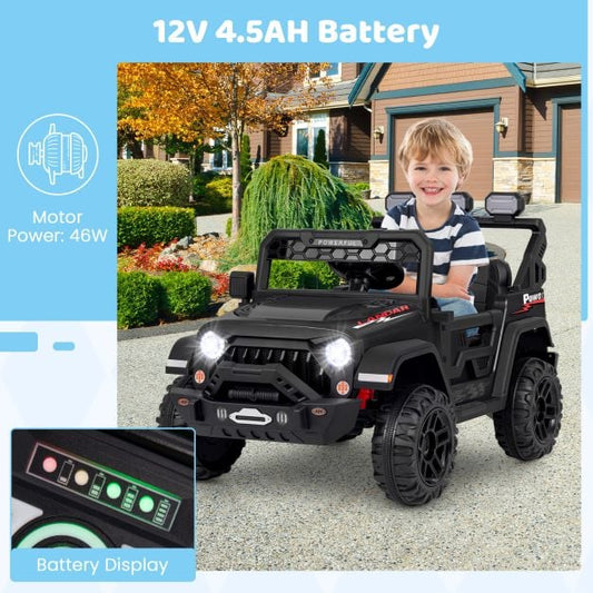 12V Kids Ride on Truck with Remote Control and Wireless Connection-Black