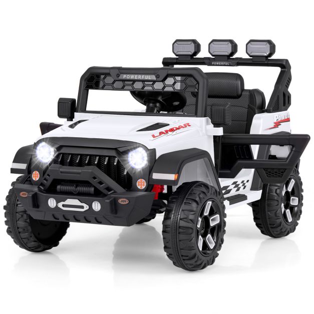 12V Kids Ride on Truck with Remote Control and Wireless Connection-White