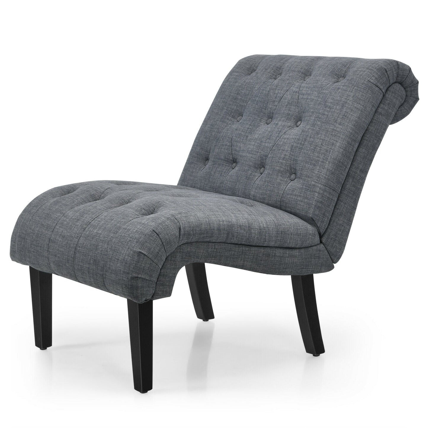 Cotton Linen Fabric Armless Accent Chair with Adjustable Foot Pads-Dark Gray