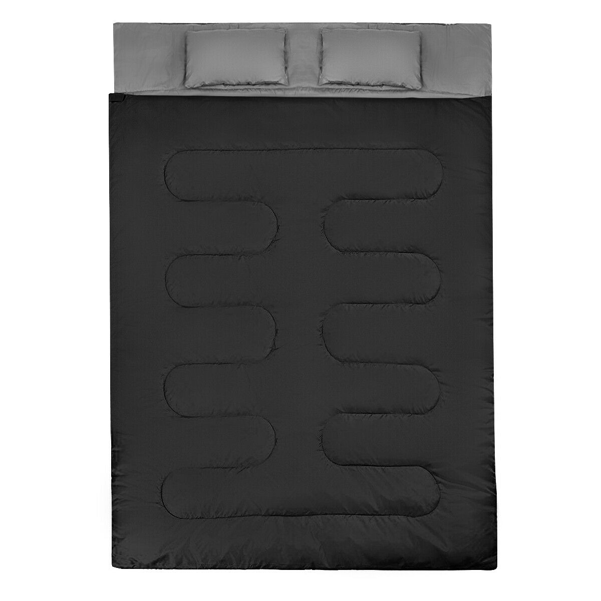 Double Sleeping Bag Extra Large Waterproof with Carrying Bag-Black