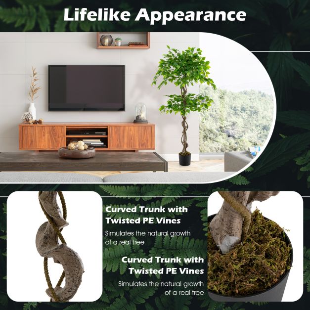 150 CM Artificial Ficus Tree Set of 2 Tall Indoor Plant with 882 Leaves