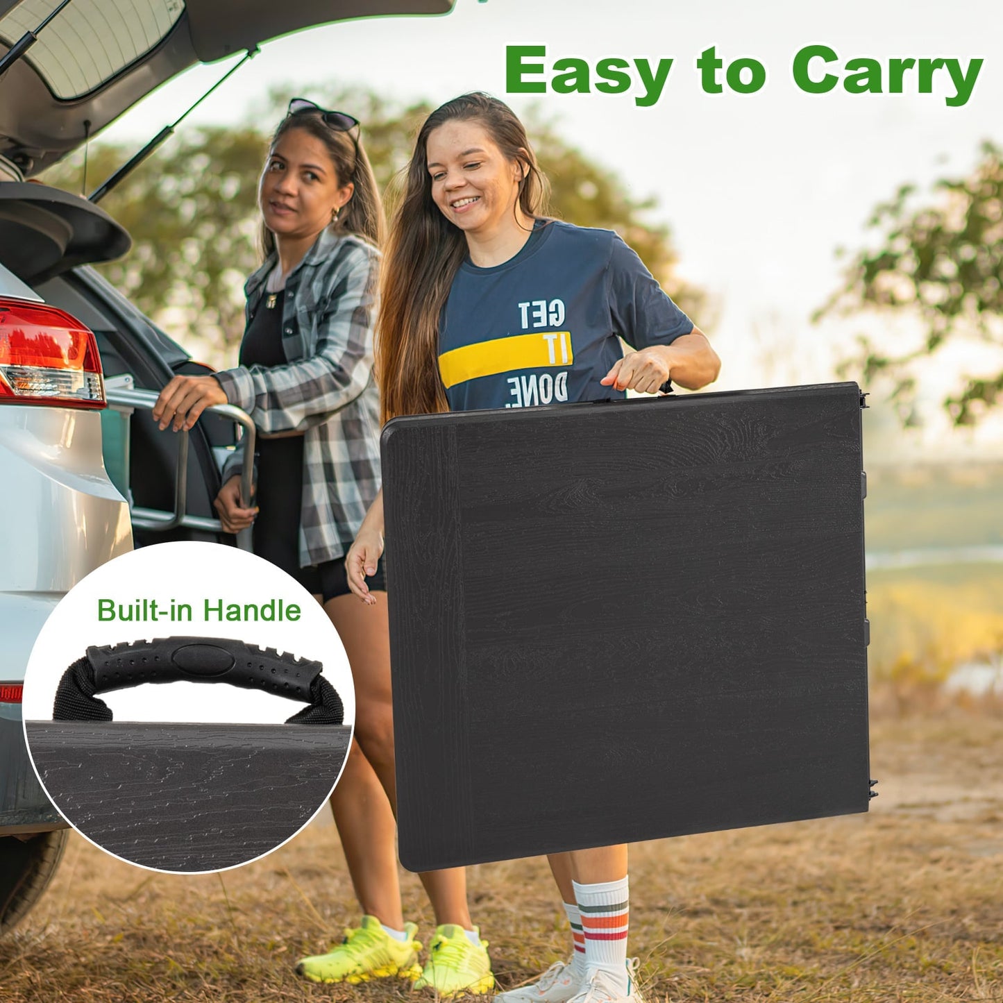 152 cm Portable Folding Picnic Table Patio Dining Table with HDPE Tabletop-Black