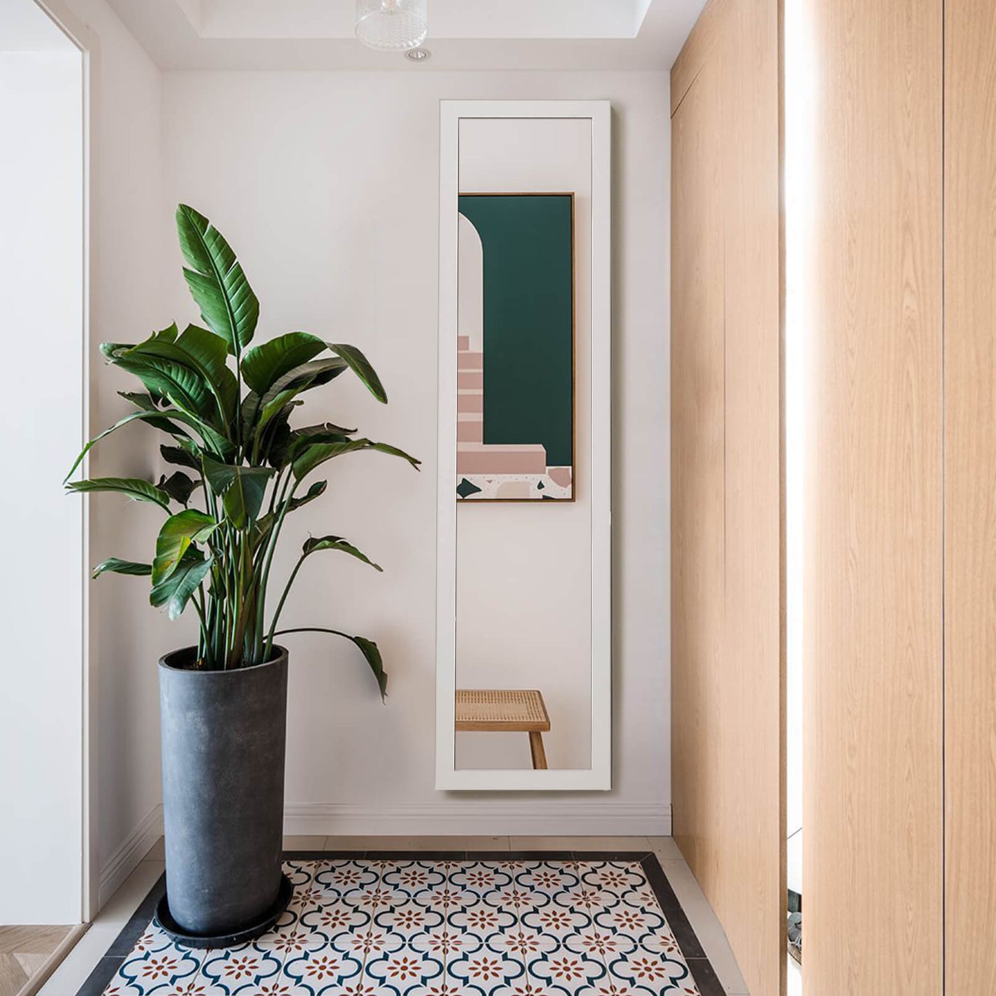 153 x 37 cm Wooden Frame Rectangle Full Length Mirror-White