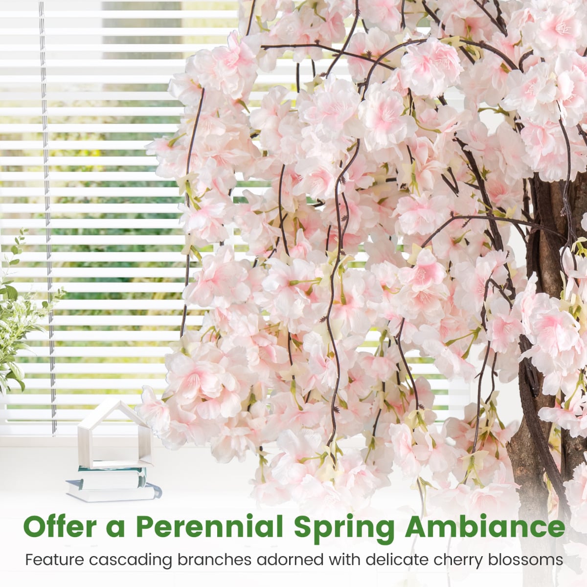 163CM Tall Artificial Cherry Blossom Tree with Flowers-White