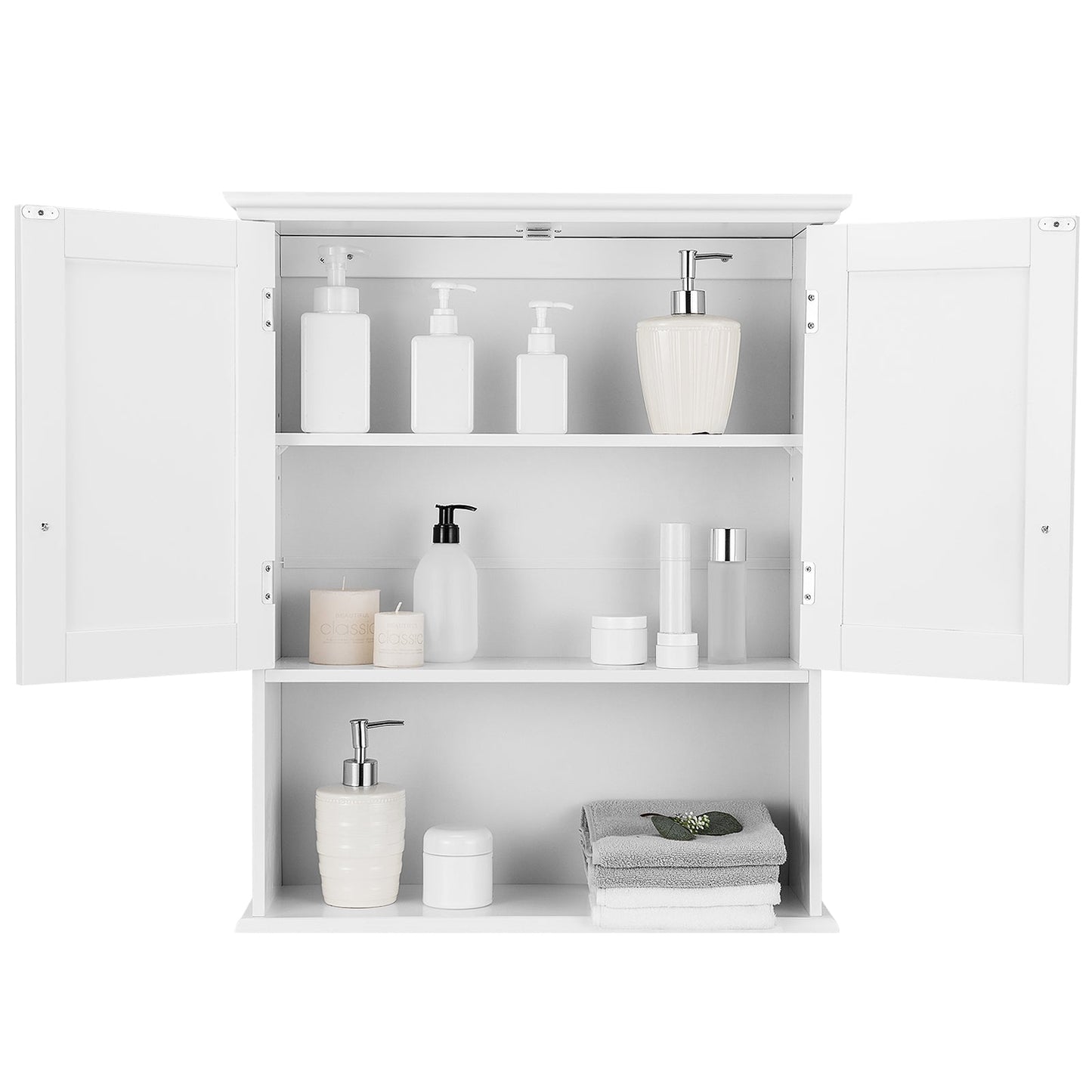 Multi-Purpose Wall Cabinet Storage with 2-Door for Bathroom White