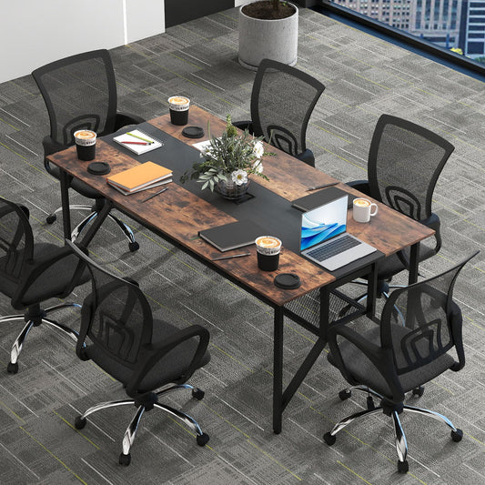 180 CM Conference Table Large Meeting Table for 6-8 People-Rustic Brown