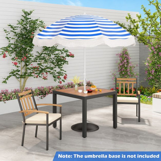 180 cm Outdoor Fringe Patio Umbrella with Carrying Bag-Blue