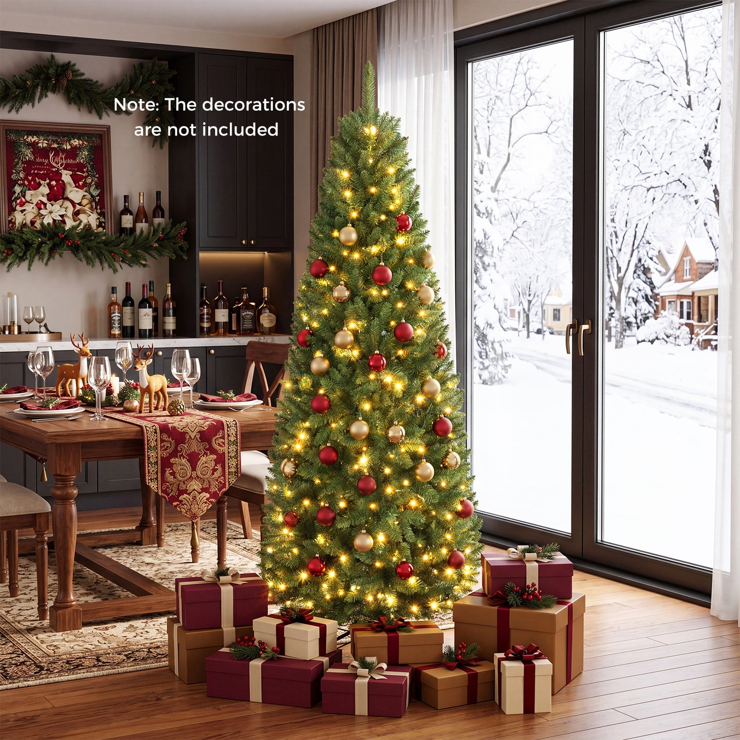 183/152 cm Pre-lit Christmas Tree with 743/300 Branch Tips and 250/150 Warm White LED Light-M