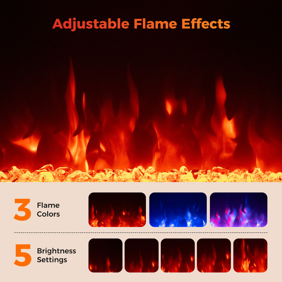 18” Electric Fireplace Insert 750W/1500W Fireplace Heater