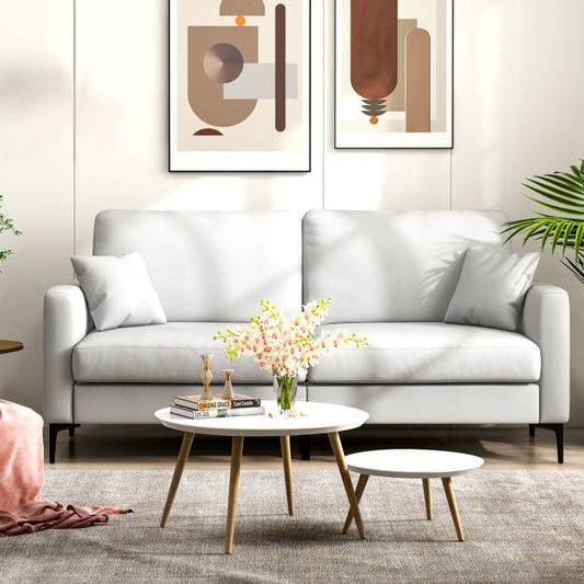 2-seat Modern Home Sofa Couch with Armrest & Pillows for Living Room