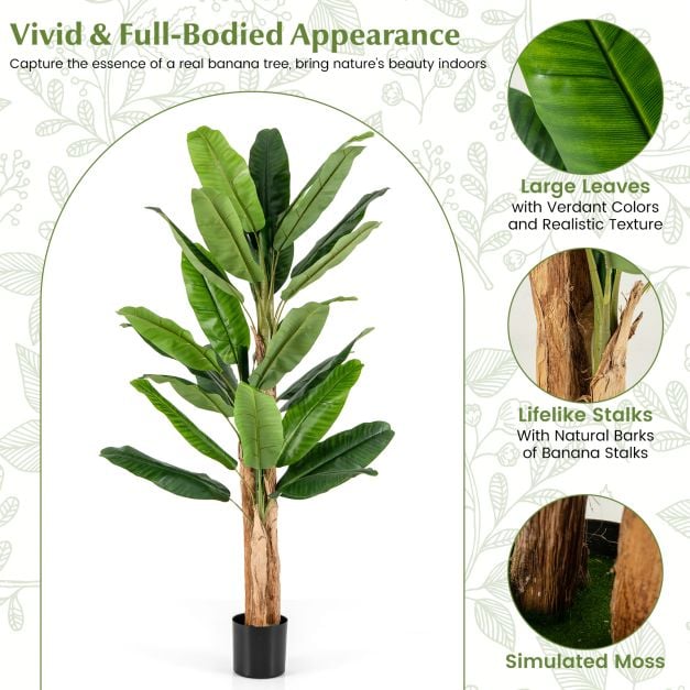 195cm Tall Artificial Banana Tree with 27 Large Leaves 2 Pack