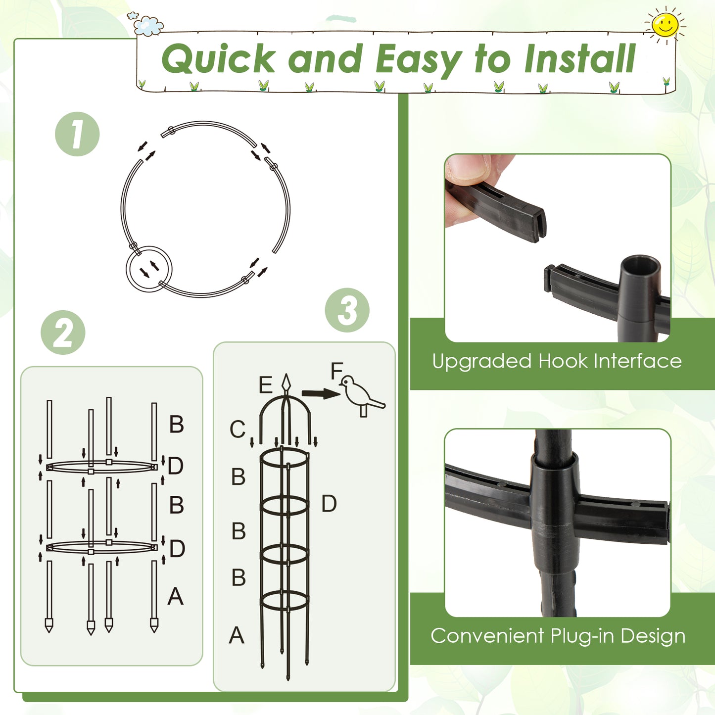 2-Pack 197 cm Garden Trellis for Climbing Plants-Black