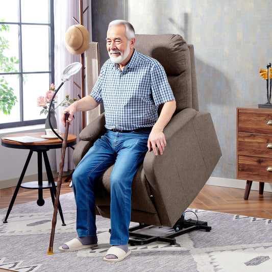 HOMCOM Electric Rise/Recline Armchair, with Reading Light - Brown