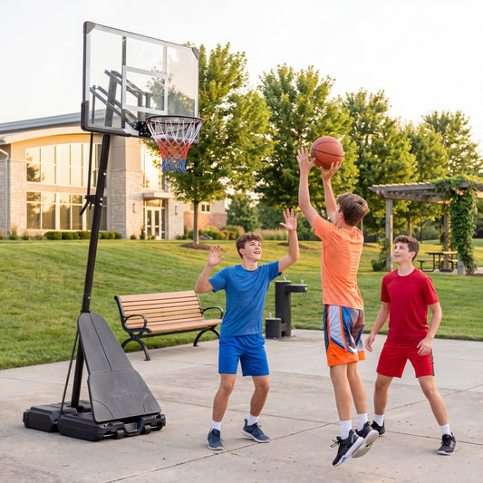 2.45-3.05M Portable Basketball Hoop Height Adjustable with Shatterproof Backboard