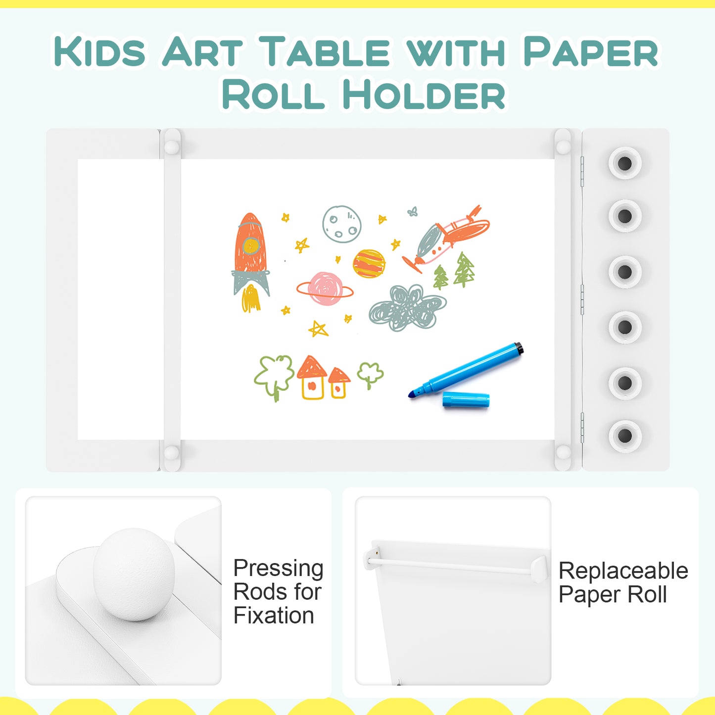 2-in-1 Kids Art Table and Easel Set with Chairs and Liftable Tabletop-White