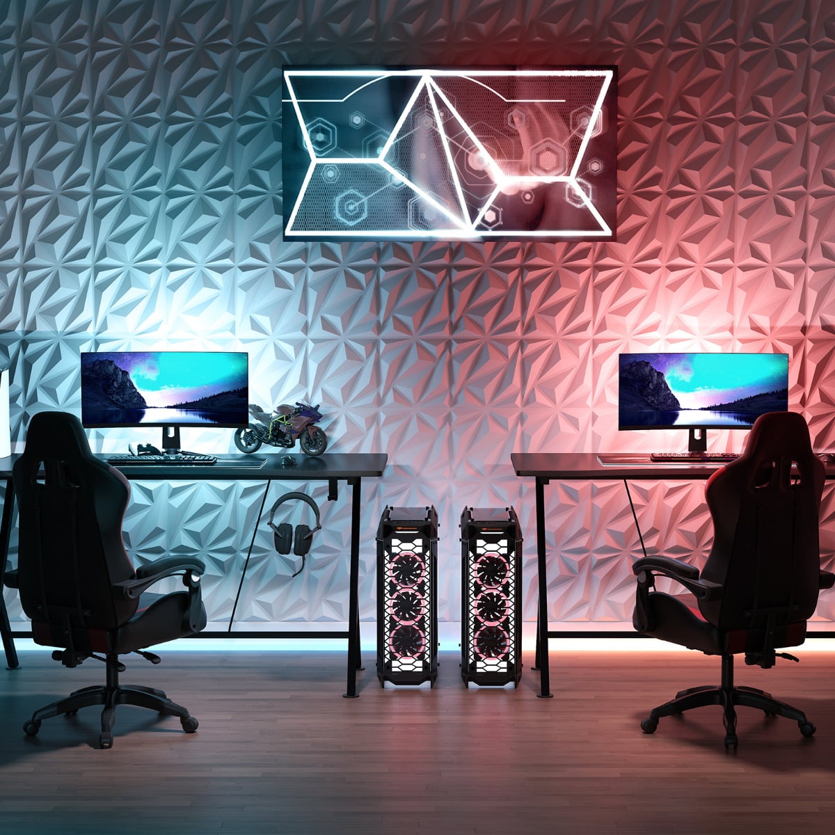 20-Pack 3D Acoustic Wall Panels with Diamond Texture-White