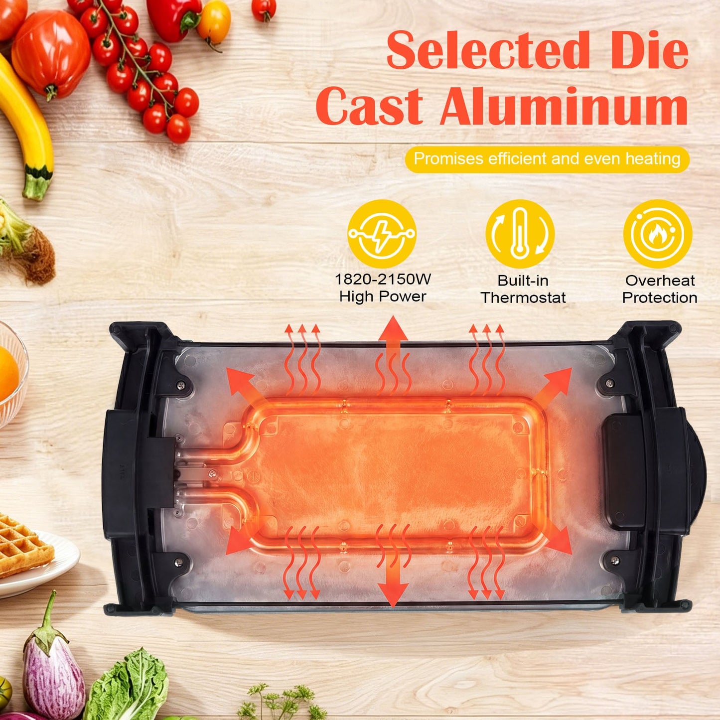 2150W Electric Flat Top Grill with Nonstick Cooking Surface