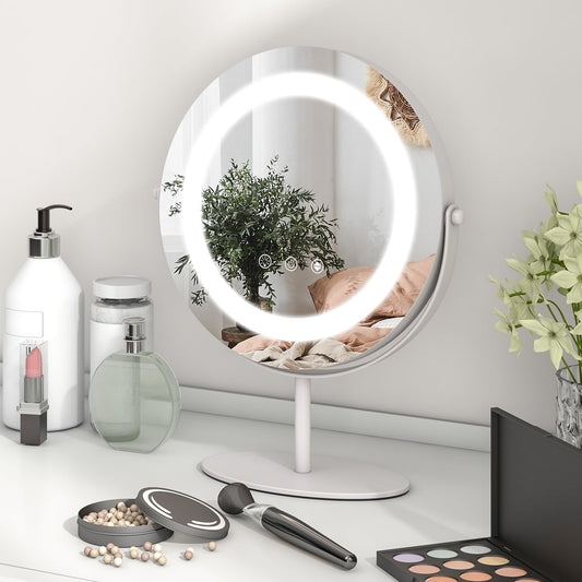25 CM LED Lighted Makeup Vanity Mirror with Touch Screen-White