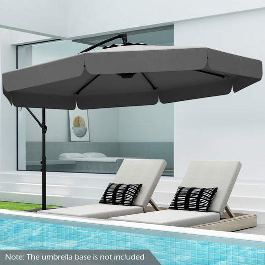 290 cm Patio Cantilever Umbrella with Easy Tilt Adjustment and Ruffled Edge-Grey
