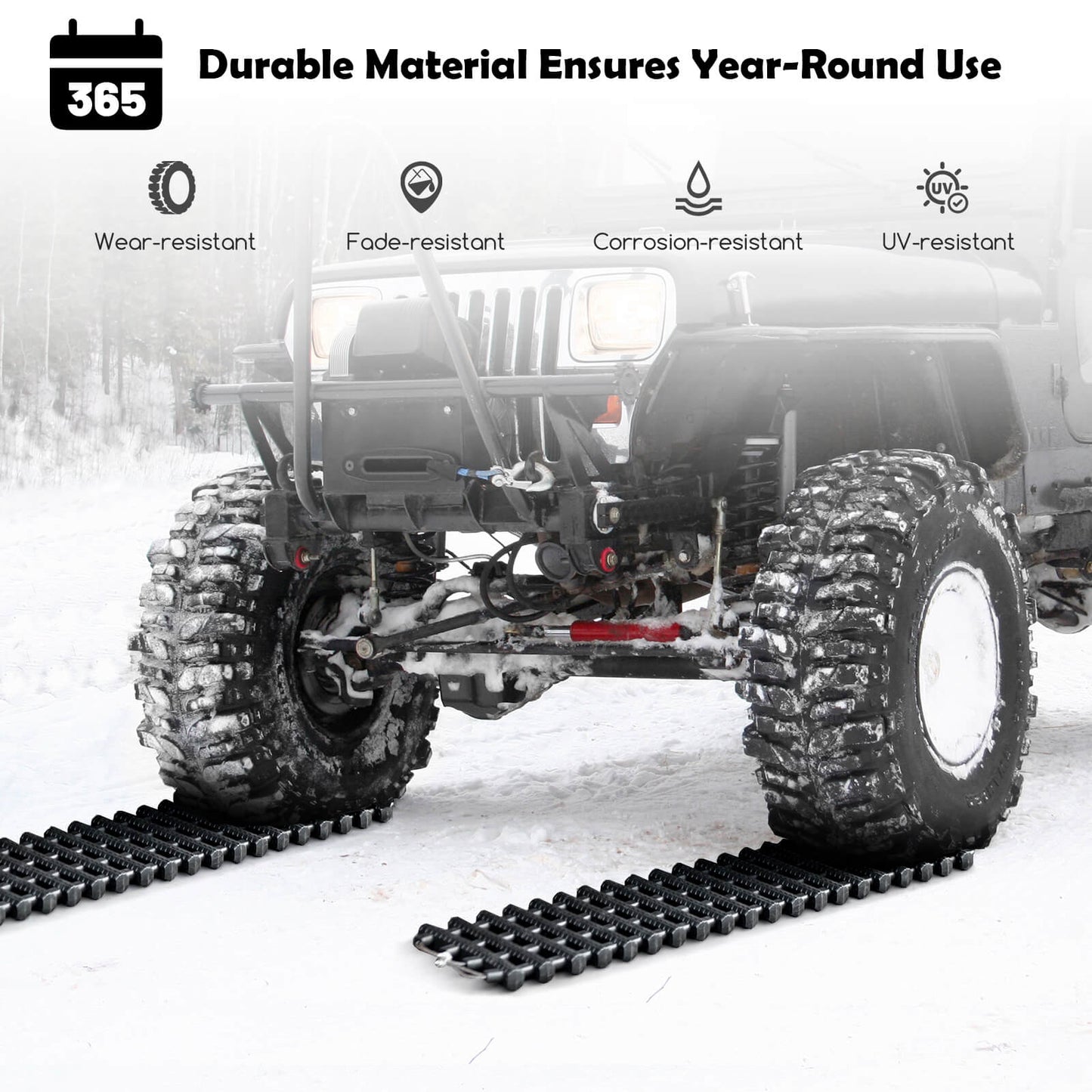 2 Pack Tire Traction Mats Portable TPR Recovery Track Pad with Bag-M