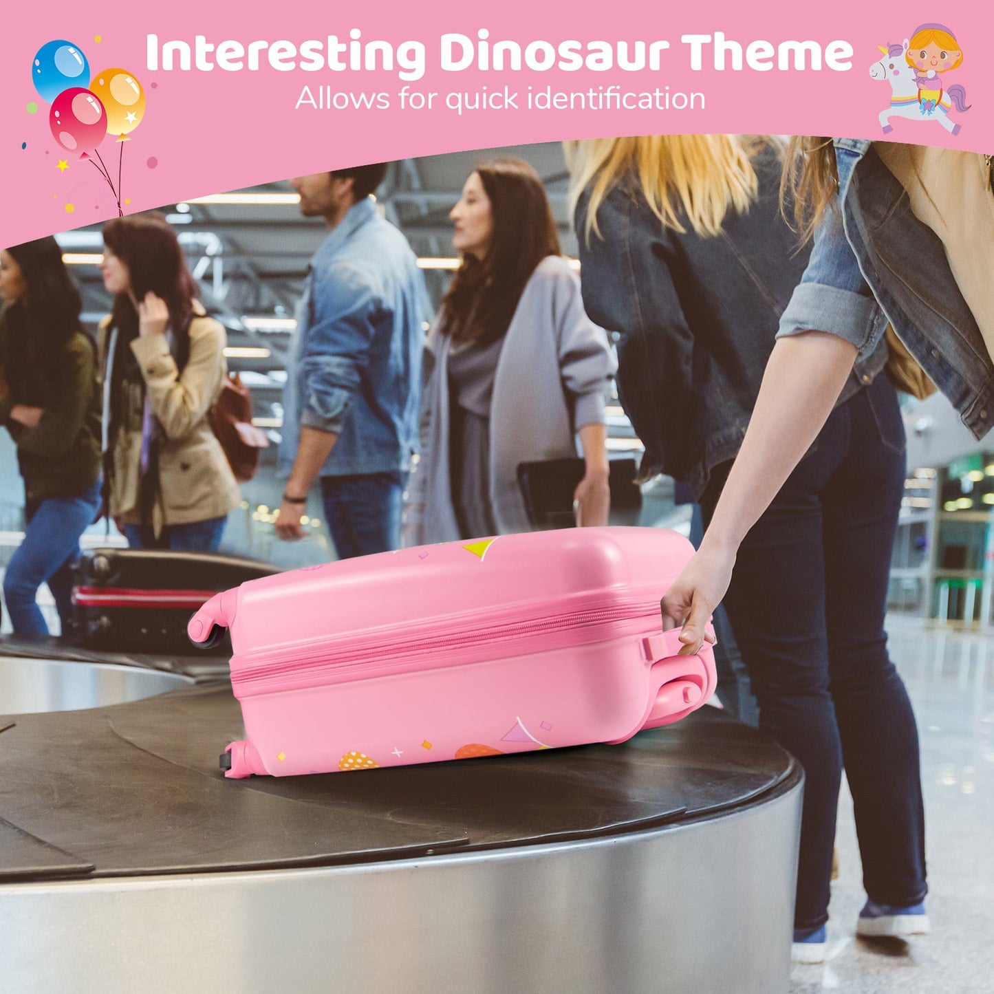 2 Pieces Kid Luggage Set with 4 Spinner Wheels and Telescopic Handle-Pink