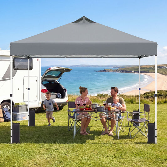 300 x 300 cm Pop up Canopy Tent 1 Person Easy Setup Gazebo Shelter with 1 Button Push-Grey