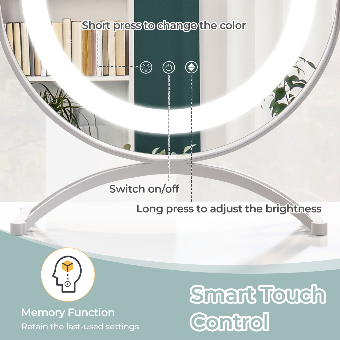 30 CM LED Lighted Round Makeup Vanity Mirror with Smart Touch Control-White