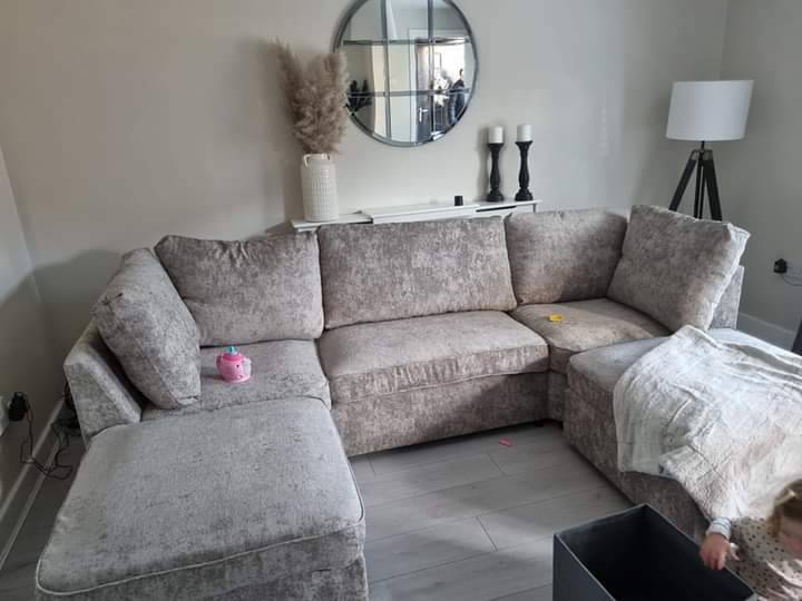 Bishop Luxe Chenille U-Shape High Back Corner Sofa