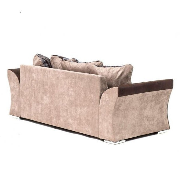 Sparrow Chenille Fabric Corner Sofa Set - Black & Grey / Brown & Beige