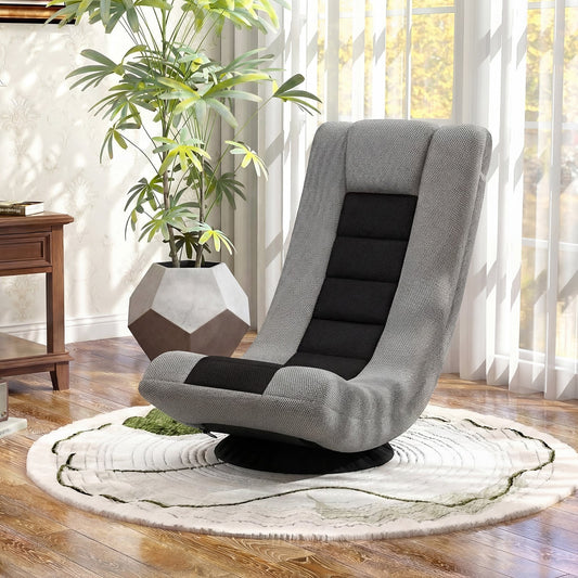 360° Swivel Gaming Chair 4 Position Adjustable Folding Floor Sofa-Black and Grey