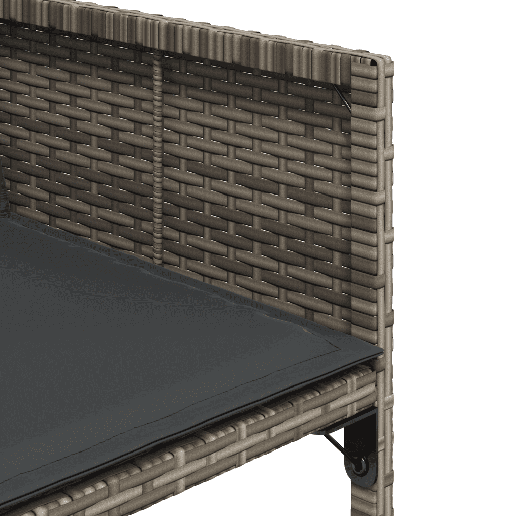 vidaXL 9 Piece Garden Dining Set with Cushions Grey Poly Rattan 6