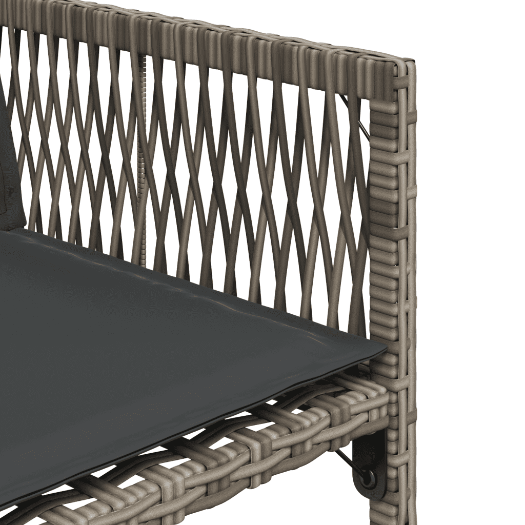 vidaXL 11 Piece Garden Dining Set with Cushions Grey Poly Rattan 6