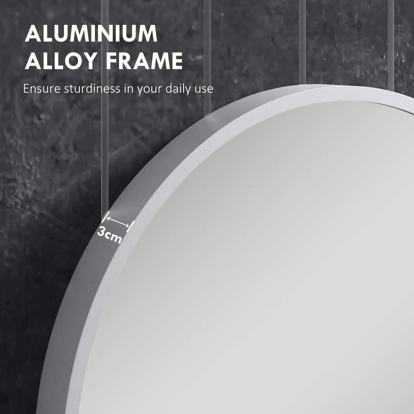 HOMCOM 60cm Round Tempered Glass Bathroom Mirror - Silver Tone