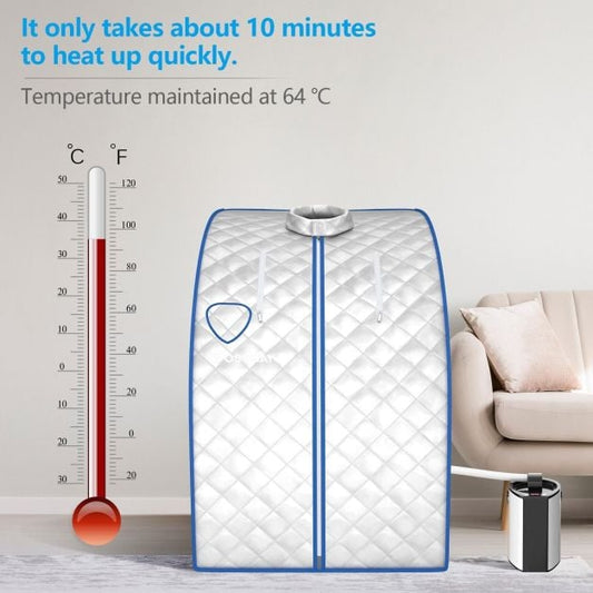 3L Portable Steam Sauna with 9-Level Temperature and Folding Chair-Silver