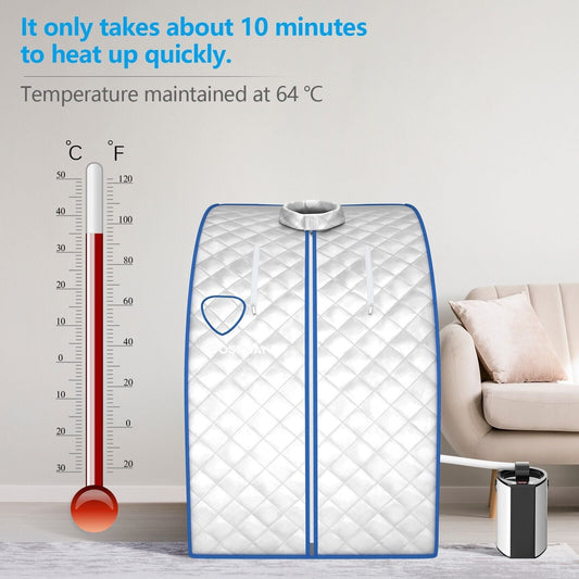 3L Portable Steam Sauna with 9-Level Temperature and Folding Chair-Silver